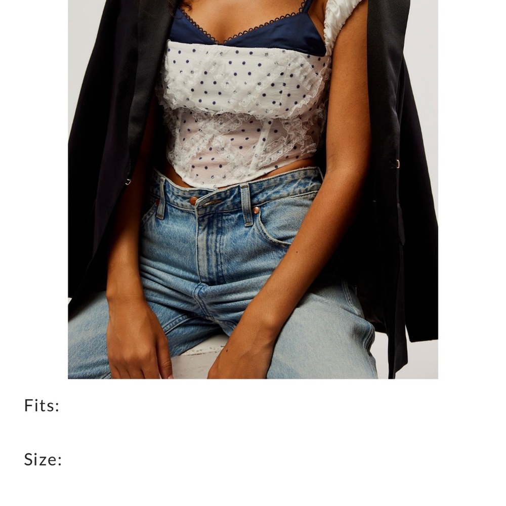 For Love And Lemons White and Navy Lace Blouse